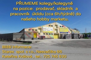 prodavač, skladník a pracovník úklidu - Starex spol, s.r.o.