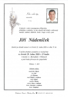 Smuteční oznámení - pan Jiří Nádeníček